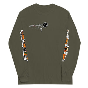 LONG SLEEVE TEE (uniSex): OrangeNeonCamoDrip -flipped