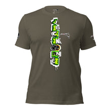 SHORT SLEEVE TEE (uniSex): GreenNeonCamoDrip -flipped (vintage 2021)