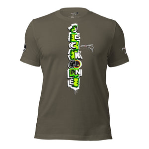 SHORT SLEEVE TEE (uniSex): GreenNeonCamoDrip -flipped (vintage 2021)