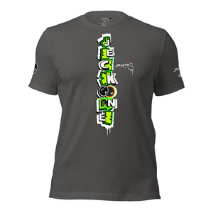 SHORT SLEEVE TEE (uniSex): GreenNeonCamoDrip -flipped (vintage 2021)