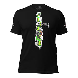 SHORT SLEEVE TEE (uniSex): GreenNeonCamoDrip -flipped (vintage 2021)