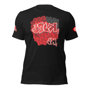 SHORT SLEEVE TEE SHIRT: RED ROSES BOUQUET -uniSex