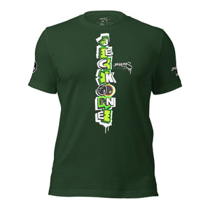 SHORT SLEEVE TEE (uniSex): GreenNeonCamoDrip -flipped (vintage 2021)