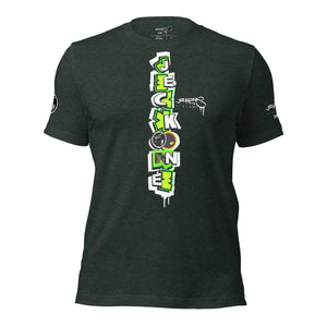 SHORT SLEEVE TEE (uniSex): GreenNeonCamoDrip -flipped (vintage 2021)