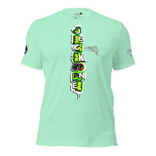 SHORT SLEEVE TEE (uniSex): GreenNeonCamoDrip -flipped (vintage 2021)
