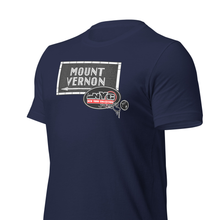 Navy blue t-shirt with 'Mount Vernon' and 'New York City' graphics on a white background