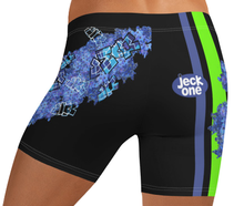 GYM SHORTS:  DELPHINIUMS BOUQUET -(BLACK)