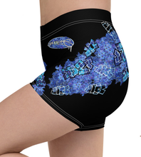 GYM SHORTS:  DELPHINIUMS BOUQUET -(BLACK)