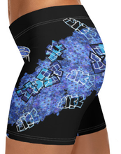 GYM SHORTS:  DELPHINIUMS BOUQUET -(BLACK)