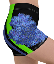 GYM SHORTS:  DELPHINIUMS BOUQUET -(BLACK)