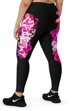 LEGGINGS: PINK ROSES BOUQUET -(BLACK)