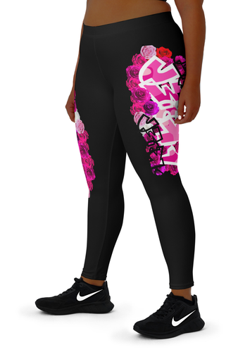 LEGGINGS (with Pockets): PINK ROSES BOUQUET -Crossover