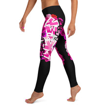 LEGGINGS: PINK ROSES BOUQUET -(BLACK)