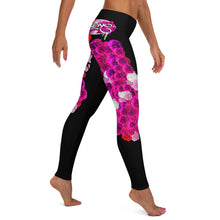 LEGGINGS: PINK ROSES BOUQUET -(BLACK)