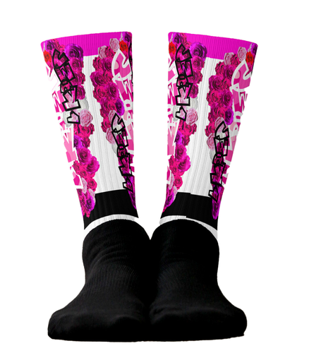 SOCKS: PINK ROSES BOUQUET -uniSex