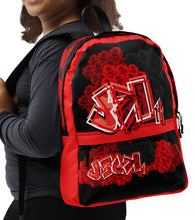 BACKPACK (Premium): RED ROSES BOUQUET -uniSex (BLACK)