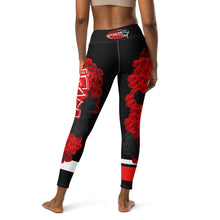 YOGA LEGGINGS: RED ROSES BOUQUET -(BLACK)