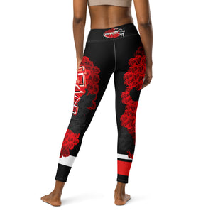 YOGA LEGGINGS: RED ROSES BOUQUET -(BLACK)