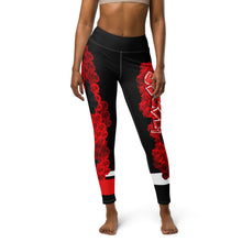 YOGA LEGGINGS: RED ROSES BOUQUET -(BLACK)