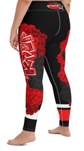 YOGA LEGGINGS: RED ROSES BOUQUET -(BLACK)