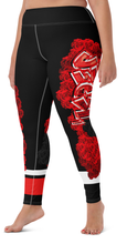 YOGA LEGGINGS: RED ROSES BOUQUET -(BLACK)