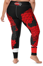YOGA LEGGINGS: RED ROSES BOUQUET -(BLACK)