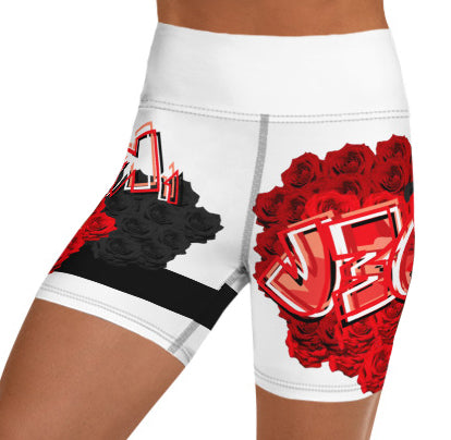 YOGA SHORTS: RED ROSES BOUQUET