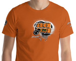 SHORT SLEEVE TEE (uniSex): OrangeNeonCamoDrip - (vintage 2021)