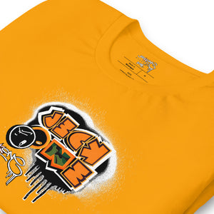 SHORT SLEEVE TEE (uniSex): OrangeNeonCamoDrip - (vintage 2021)