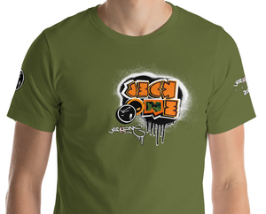 SHORT SLEEVE TEE (uniSex): OrangeNeonCamoDrip - (vintage 2021)