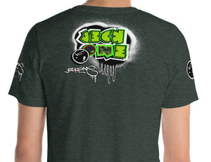 SHORT SLEEVE TEE (uniSex): GreenNeonCamoDrip -flipped (vintage 2021)