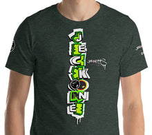 SHORT SLEEVE TEE (uniSex): GreenNeonCamoDrip -flipped (vintage 2021)