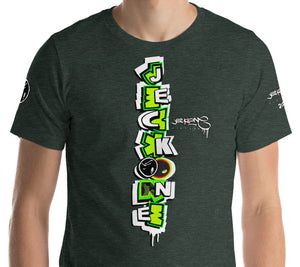 SHORT SLEEVE TEE (uniSex): GreenNeonCamoDrip -flipped (vintage 2021)