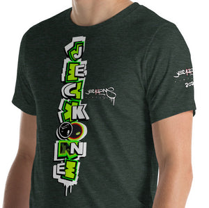 SHORT SLEEVE TEE (uniSex): GreenNeonCamoDrip -flipped (vintage 2021)
