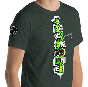 SHORT SLEEVE TEE (uniSex): GreenNeonCamoDrip -flipped (vintage 2021)