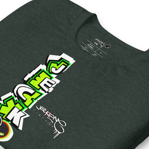 SHORT SLEEVE TEE (uniSex): GreenNeonCamoDrip -flipped (vintage 2021)