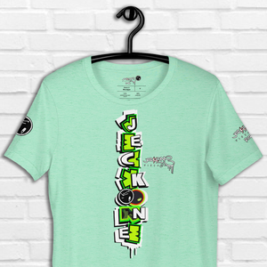 SHORT SLEEVE TEE (uniSex): GreenNeonCamoDrip -flipped (vintage 2021)
