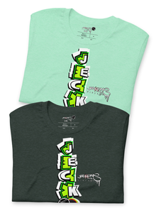 SHORT SLEEVE TEE (uniSex): GreenNeonCamoDrip -flipped (vintage 2021)