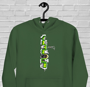 HOODIE (uniSex):  GreenNeonCamoDrip -flipped (vintage 2021)