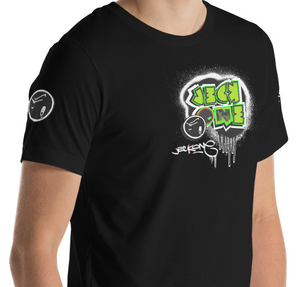 SHORT SLEEVE TEE (uniSex): GreenNeonCamoDrip  -(vintage 2021)