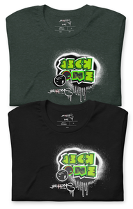 SHORT SLEEVE TEE (uniSex): GreenNeonCamoDrip  -(vintage 2021)