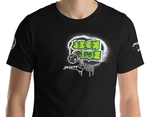 SHORT SLEEVE TEE (uniSex): GreenNeonCamoDrip  -(vintage 2021)