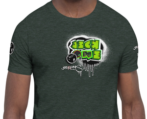 SHORT SLEEVE TEE (uniSex): GreenNeonCamoDrip  -(vintage 2021)