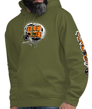 HOODIE (uniSex):  OrangeNeonCamoDrip  (upgraded classic)