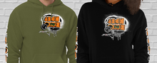 HOODIE (uniSex):  OrangeNeonCamoDrip  (upgraded classic)