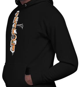 HOODIE (uniSex):  OrangeNeonCamoDrip -flipped (vintage 2021)