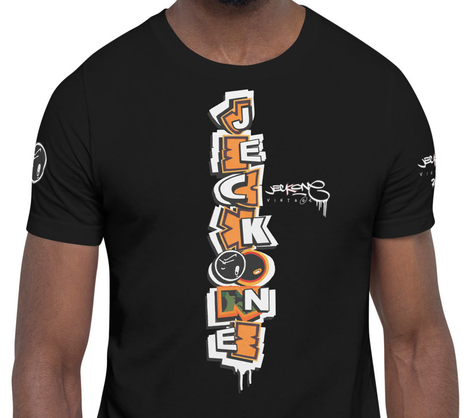 SHORT SLEEVE TEE (uniSex): OrangeNeonCamoDrip -flipped (upgraded classic)