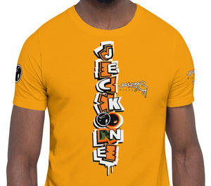 SHORT SLEEVE TEE (uniSex): OrangeNeonCamoDrip -flipped (upgraded classic)