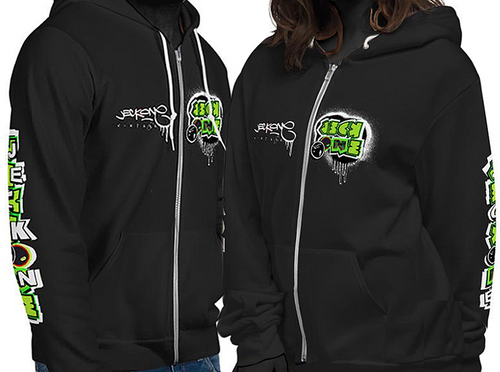 JECKONE FLAV$ vintage (greenNeonCamoDrip) -ZipUpHoodie