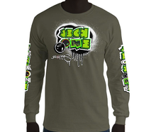 LONG SLEEVE TEE (uniSex): GreenNeonCamoDrip